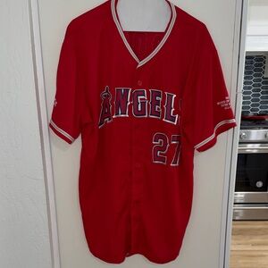 Mike Trout lightweight Red Angels Baseball Jersey | XL